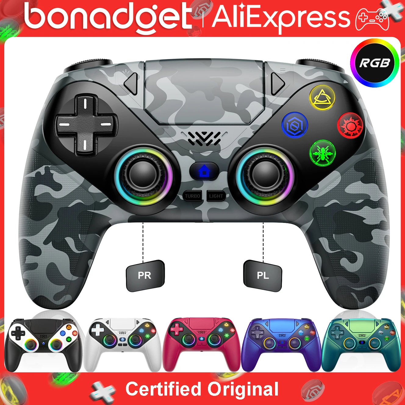 Controller For Playstation 5 PS5/PS5 Pro/Slim/PC Gamepads W/Hall Effect RGB Wireless Game…