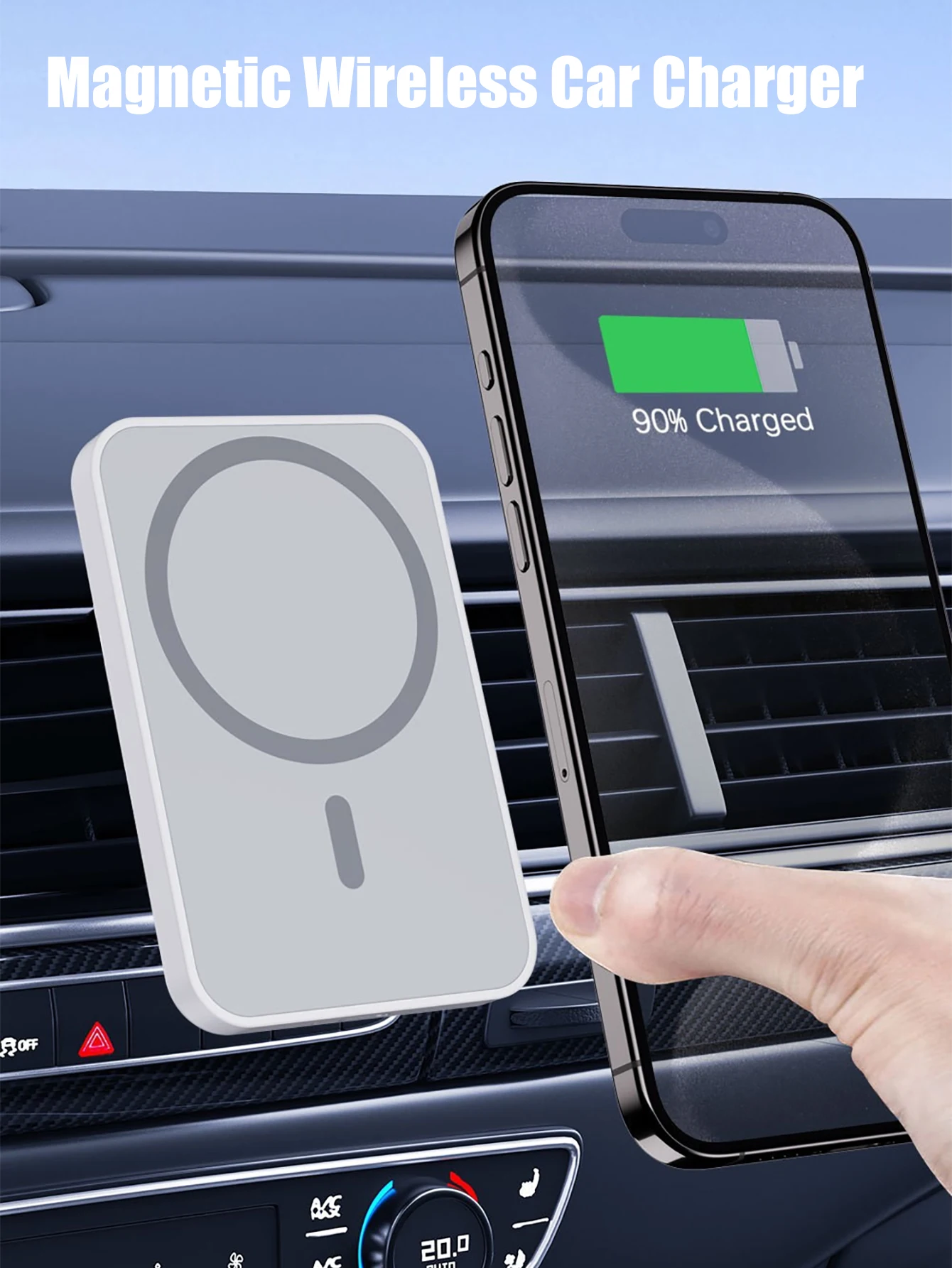Magnetic Wireless Car Charger Phone Holder 17/16/15/14/13/12 Pro Max Fast Car Charging…