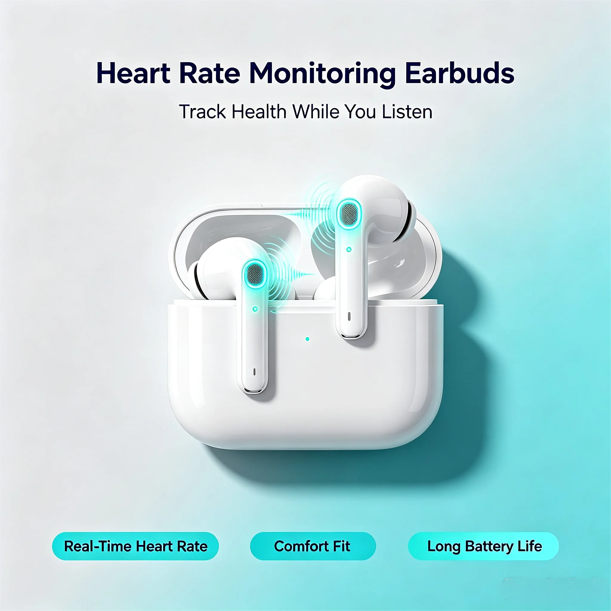 ZZLOVE Wireless Heart Rate Monitor TWS Earbuds Noise Cancelling Bluetooth Sport Earphones…