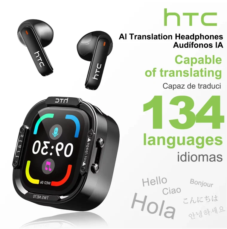 HTC NE70 AI Translate Earbud LED Touch Screen In-Ear Wireless Earphone Bluetooth HiFi…