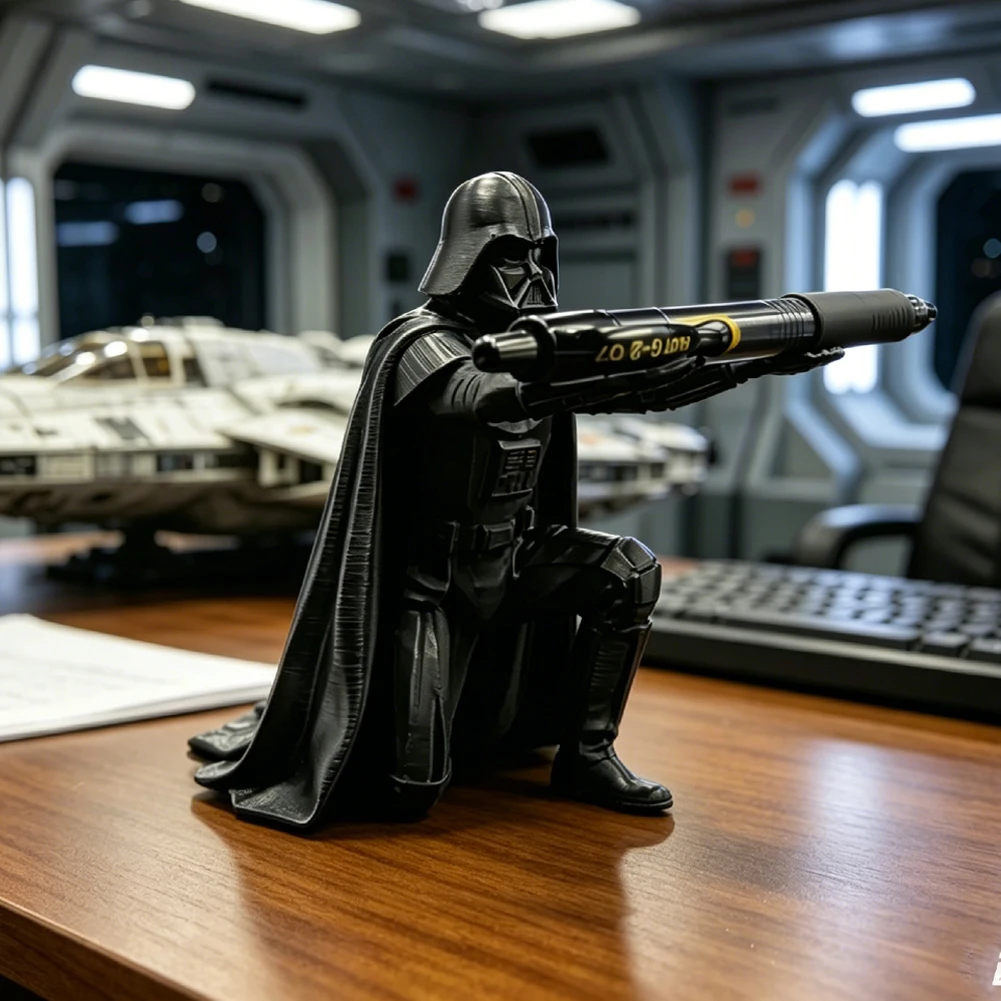Creative Black Warrior Pen Holder Kneeling Commander Pencil Stand 3D Printed Space…
