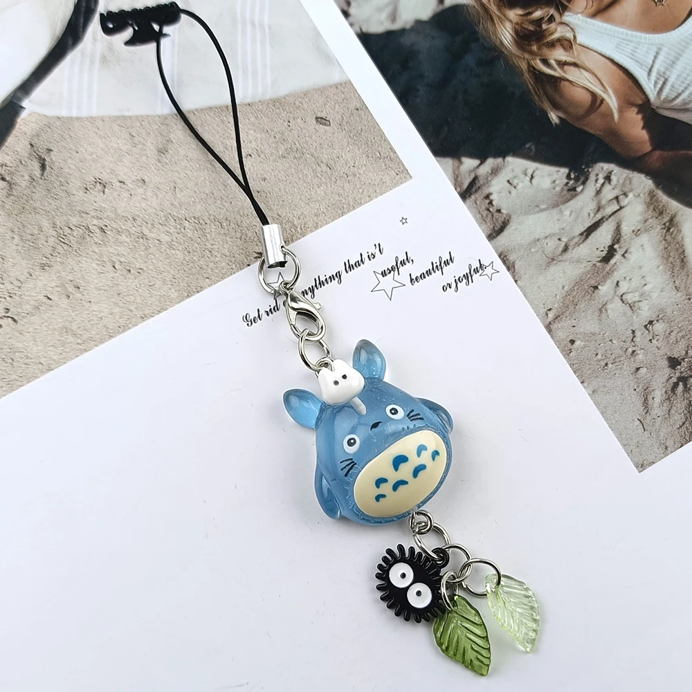 Kawaii Blue Animal Totoro Phone Charm Soot Sprite Keychain Woodland Anime Cat Cosplay…