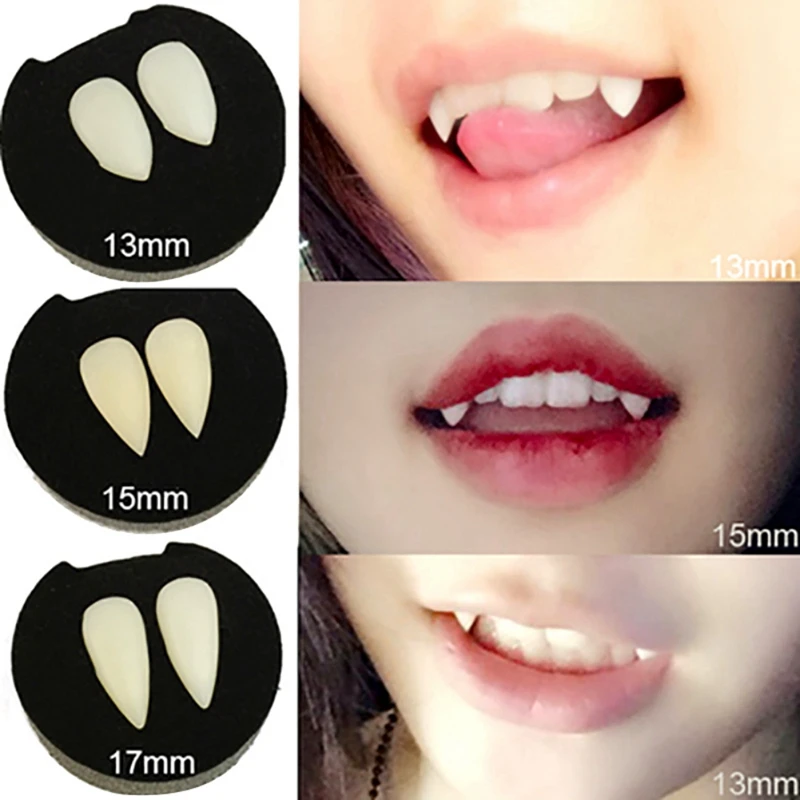 1pair Adult Kids Halloween Fake Dentures Teeth Bloodcurdling Vampire Werewolves Fangs…