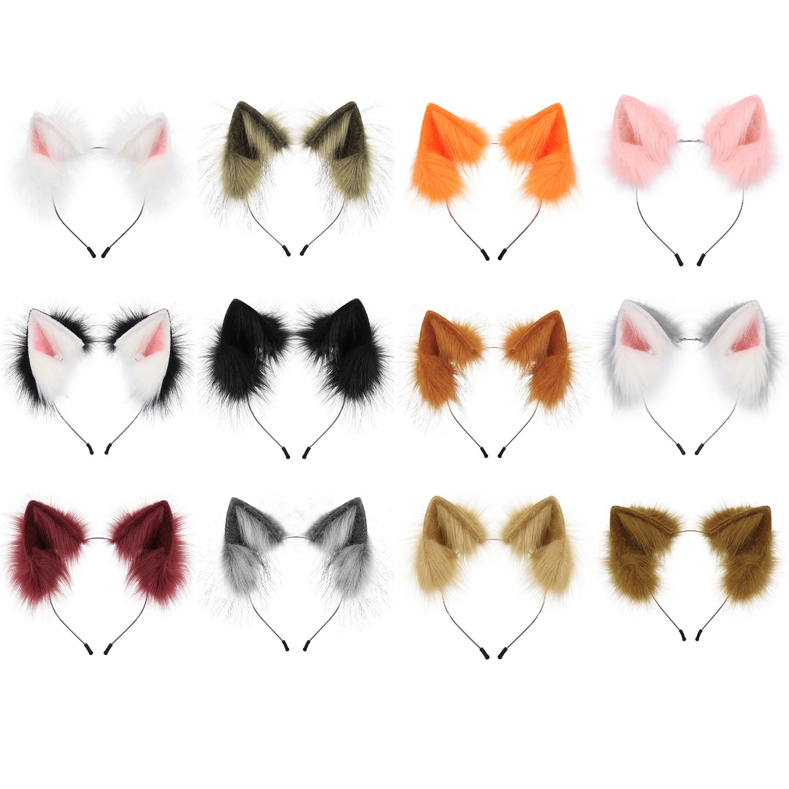 Handmade Faux Fur Animal Ears Headband Furry Cat Fox Ear Hairhoop Headwear Costume…