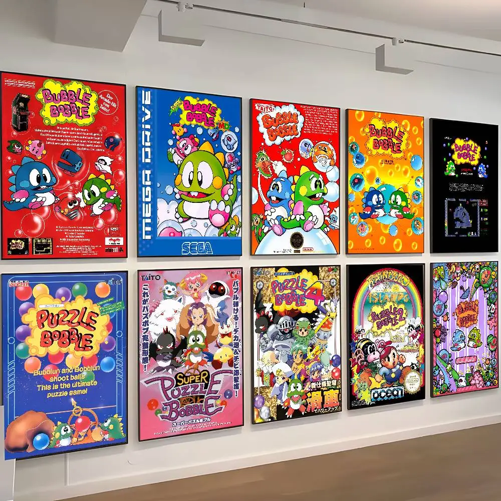 Arcade Game B-Bubble-B-Bobble Anime Posters Sticky Decoracion Painting Wall Art White…