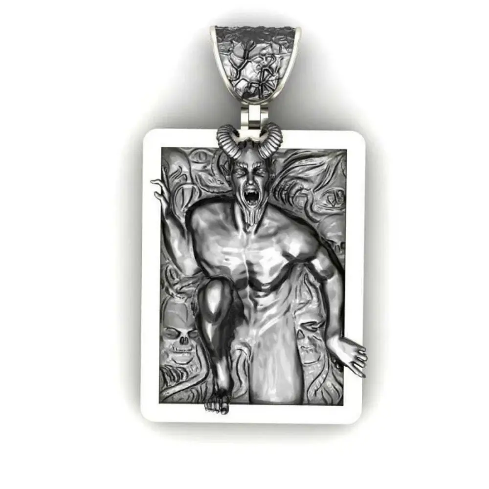 Hip Hop Fashion Stainless Steel Necklace Personality Punk Retro Demon Skull Pendant…