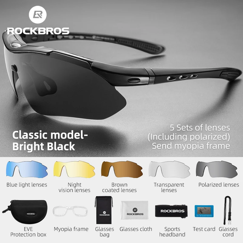 ROCKBROS Cycling Polarized glasses Bike Outdoor Sports Sunglasses MTB Road PC Goggles…