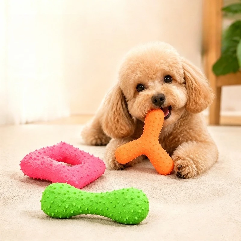 Squeaky latex Molar Stick Prickly Dog Toy Teeth Cleaning Feature Pet Supplies