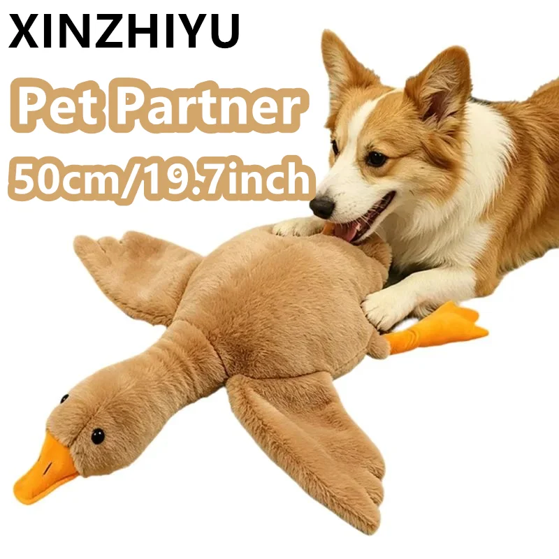 50cm Goose Plush Toy Soft Stuffed Pillow Cats Dogs Relax Pet Companion Anxiety-Relieving…