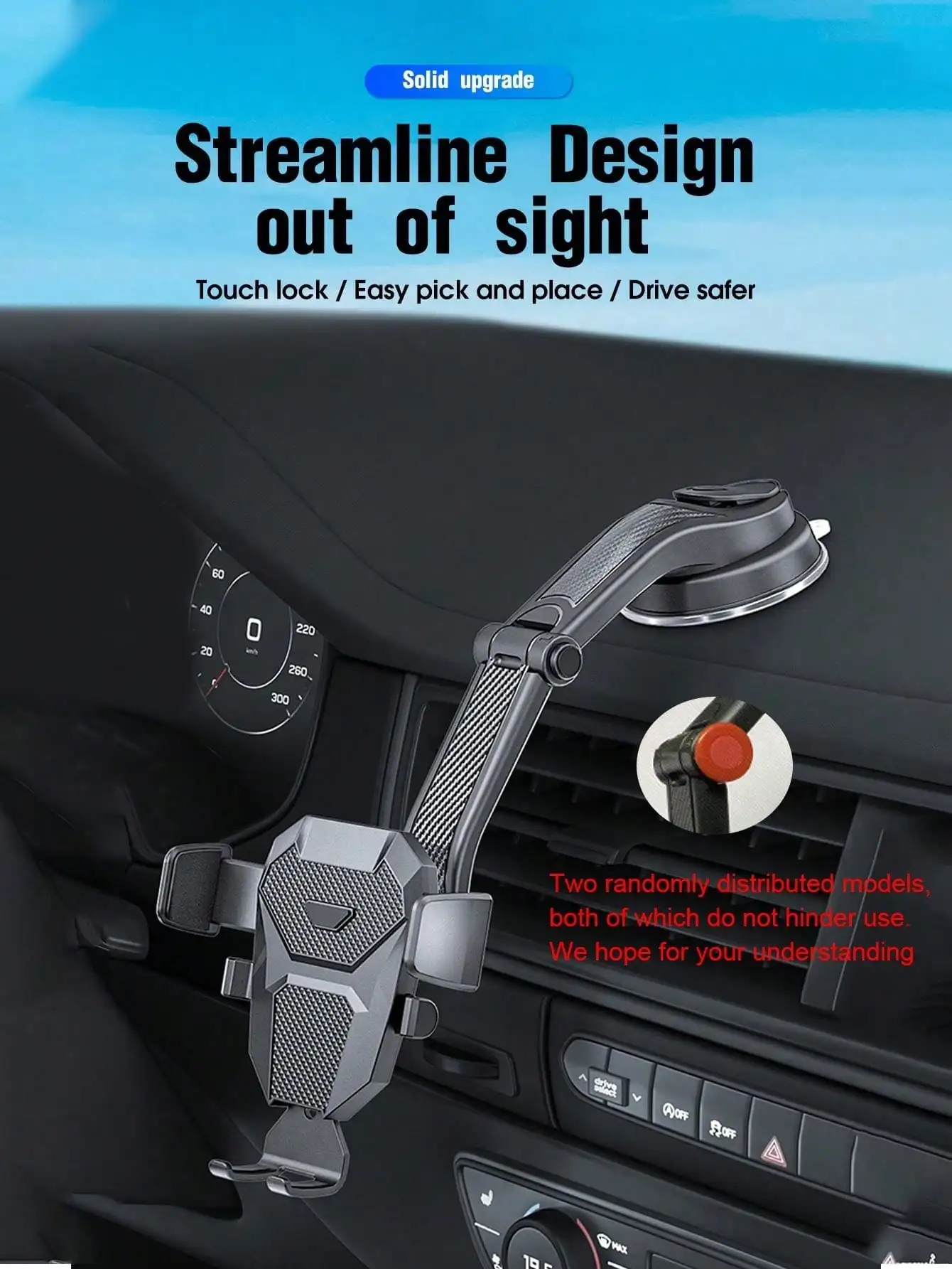 1-Pack Car Suction Cup Phone Holder, Multifunctional Dashboard Car Mount, Auto Supplies…