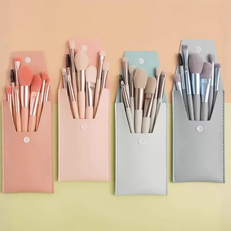 8-Pack Mini Macaron Soft Makeup Brushes Set, Portable Beginner Beauty Tools for Blush…