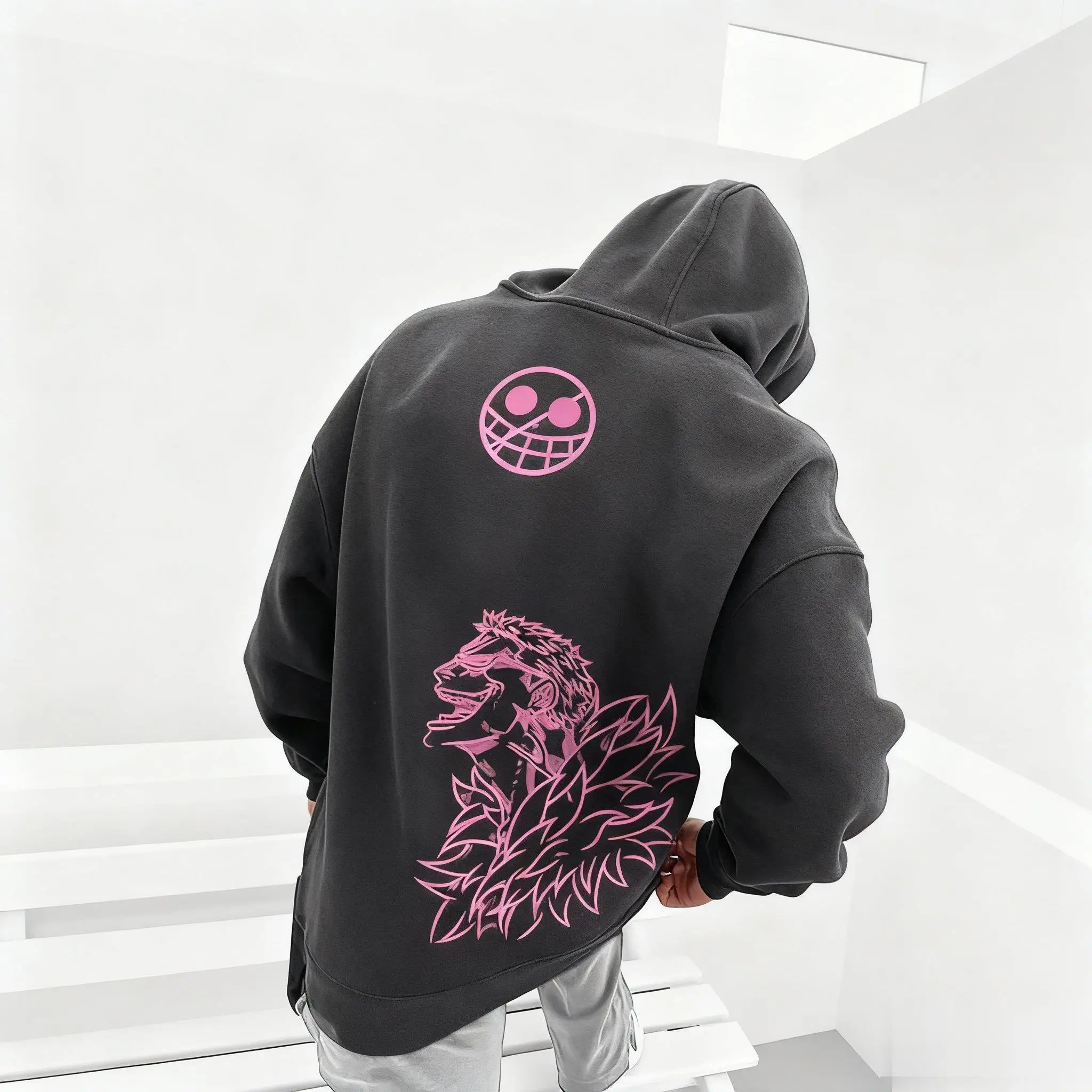 Oversized Anime One Piece Zoro Hoodie Jacket Men Women Streetwear Casual Pullover…