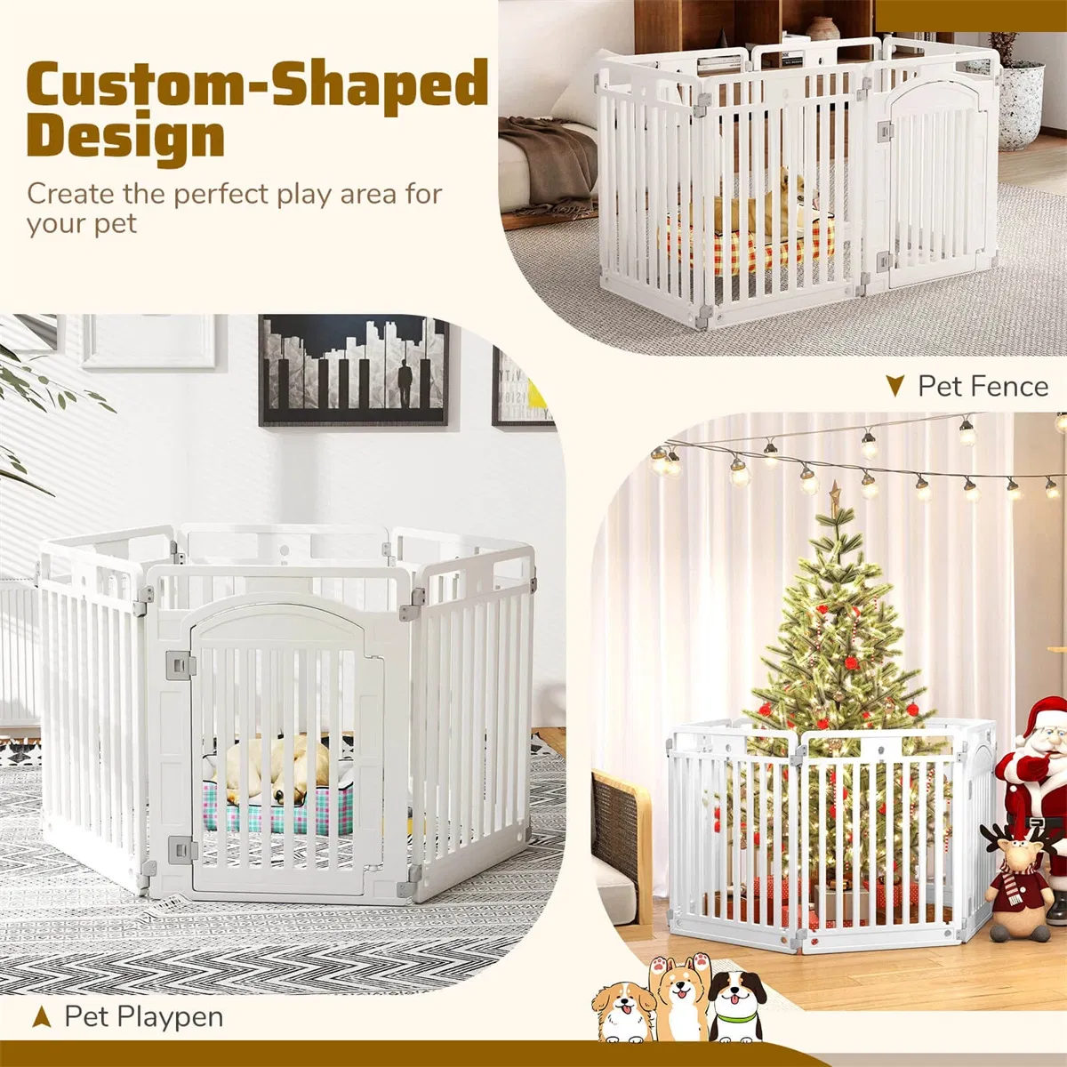 6-Panel HDPE Dog Playpen - Convertible Design (Playpen/Fence), Lockable Door, Suction…