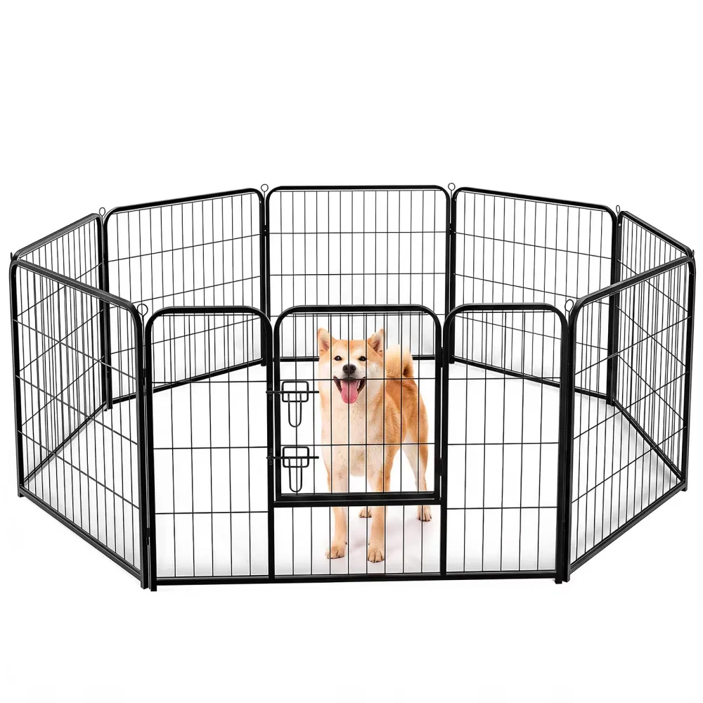 Dog Playpen Indoor Fence Height Metal Exercise Pen with Door Small Puppy/Medium/Large…