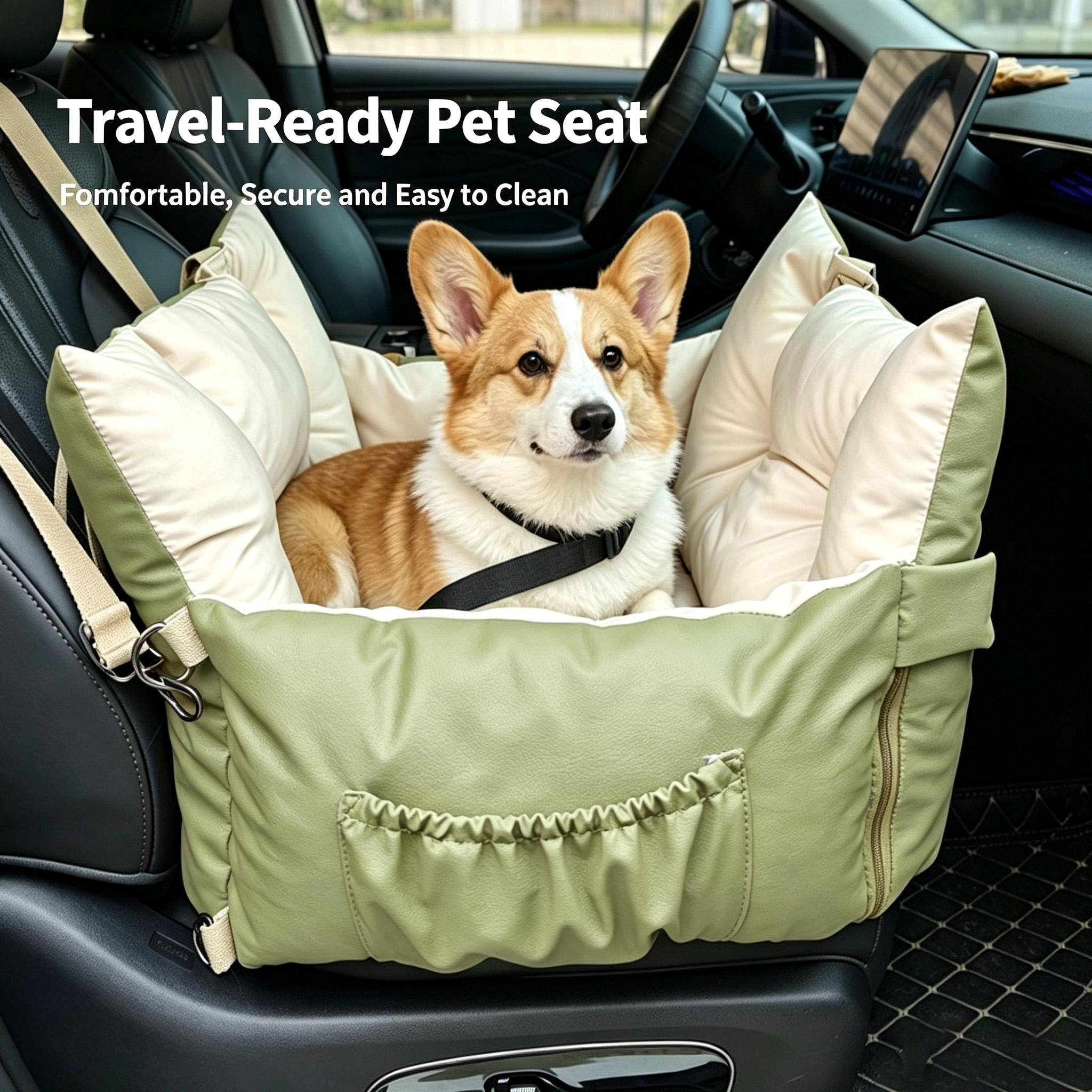 Waterproof Dog Car Seat Bed 2-in-1 Convertible Pet Travel Carrier Safety Booster Seat…