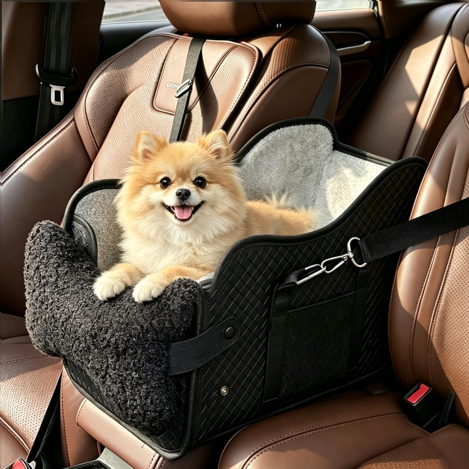 Center Console Dog Car Seat For Small Dogs, Dog Booster Seat To 15lbs Portable Puppy Car…