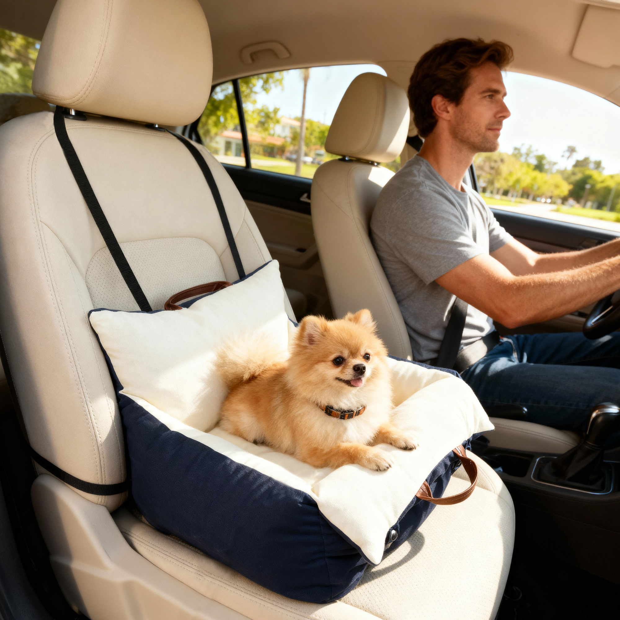 Dog Car Seat, Cosy Pet Car Booster Seat For Small Dog Under 5 KG, Portable Travel Bed…