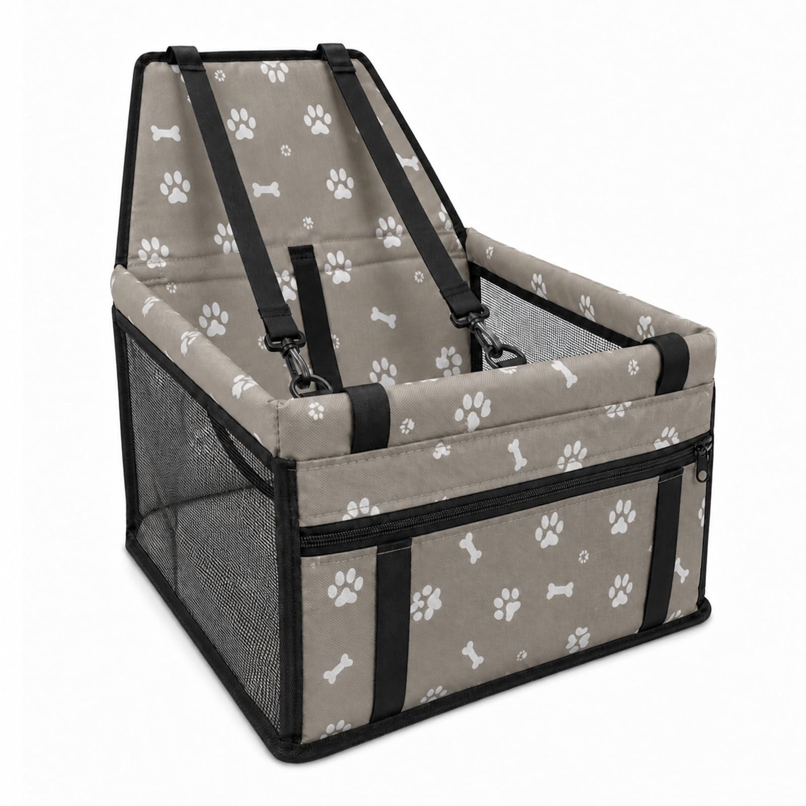 Pet Car Seat, Breathable Foldable Cat Dog Car Booster Seat With Safety Leash & Mesh…