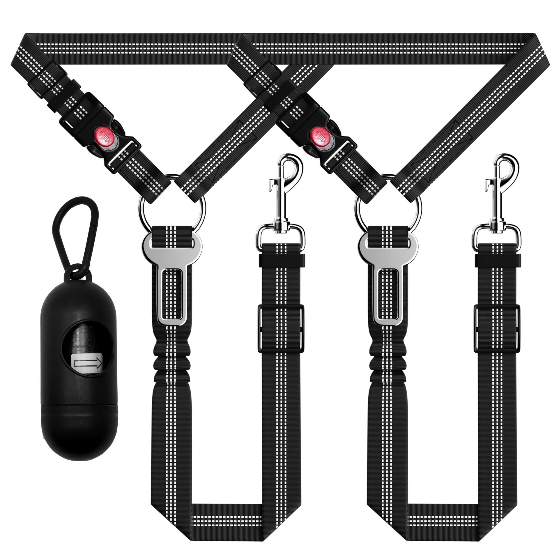 3-Pack Retractable Dog Car Seat Belt Adjustable Reflective Dog Security Harness For Car…