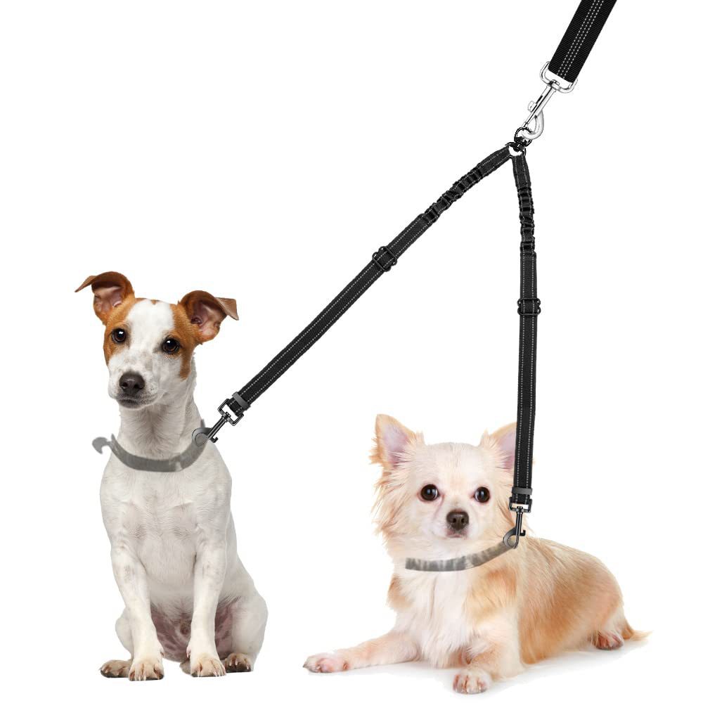 Product Double Dog Leash 360 Rotating Reflective Traction Belt