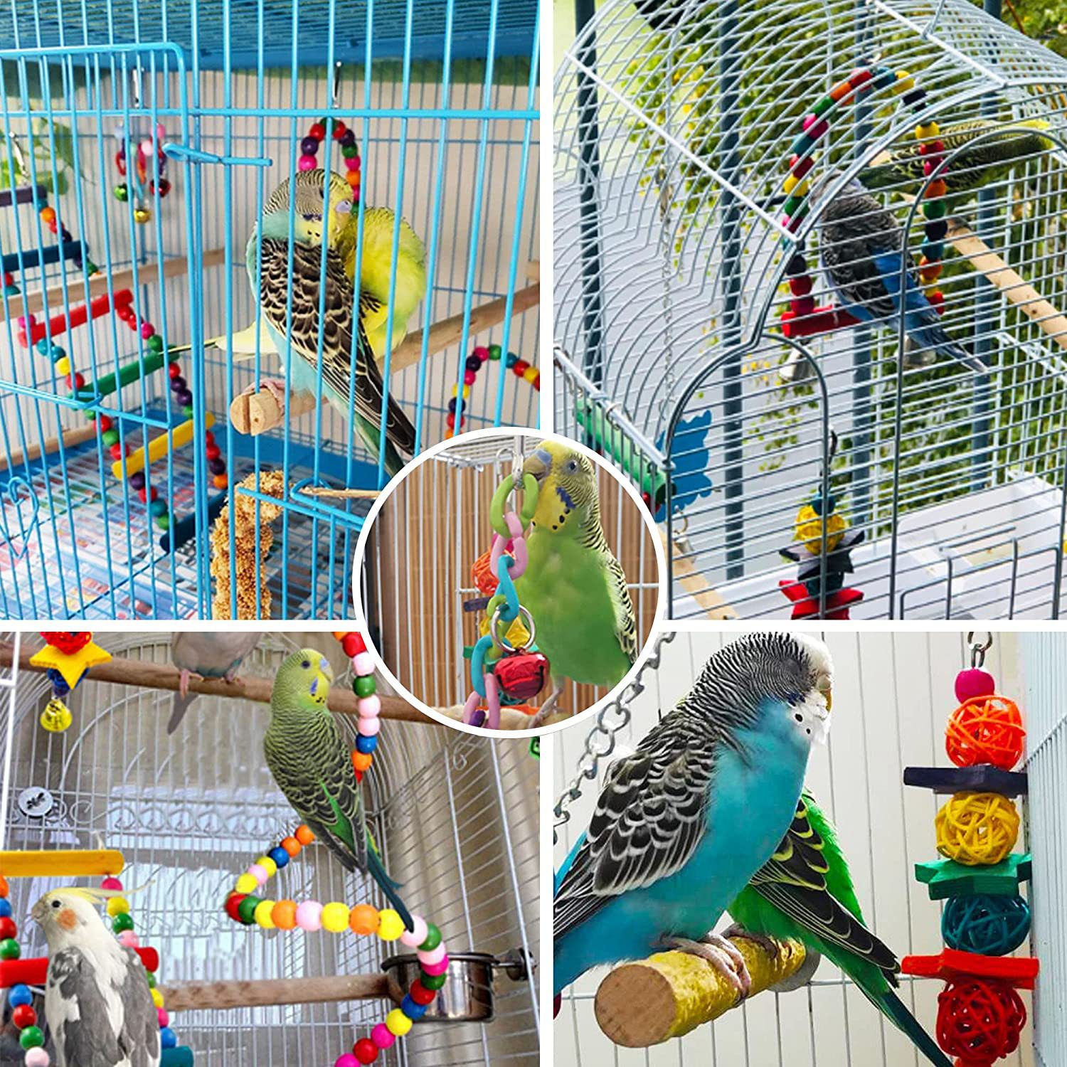 7-Pack Parrot Toys Bird Cage Accessories