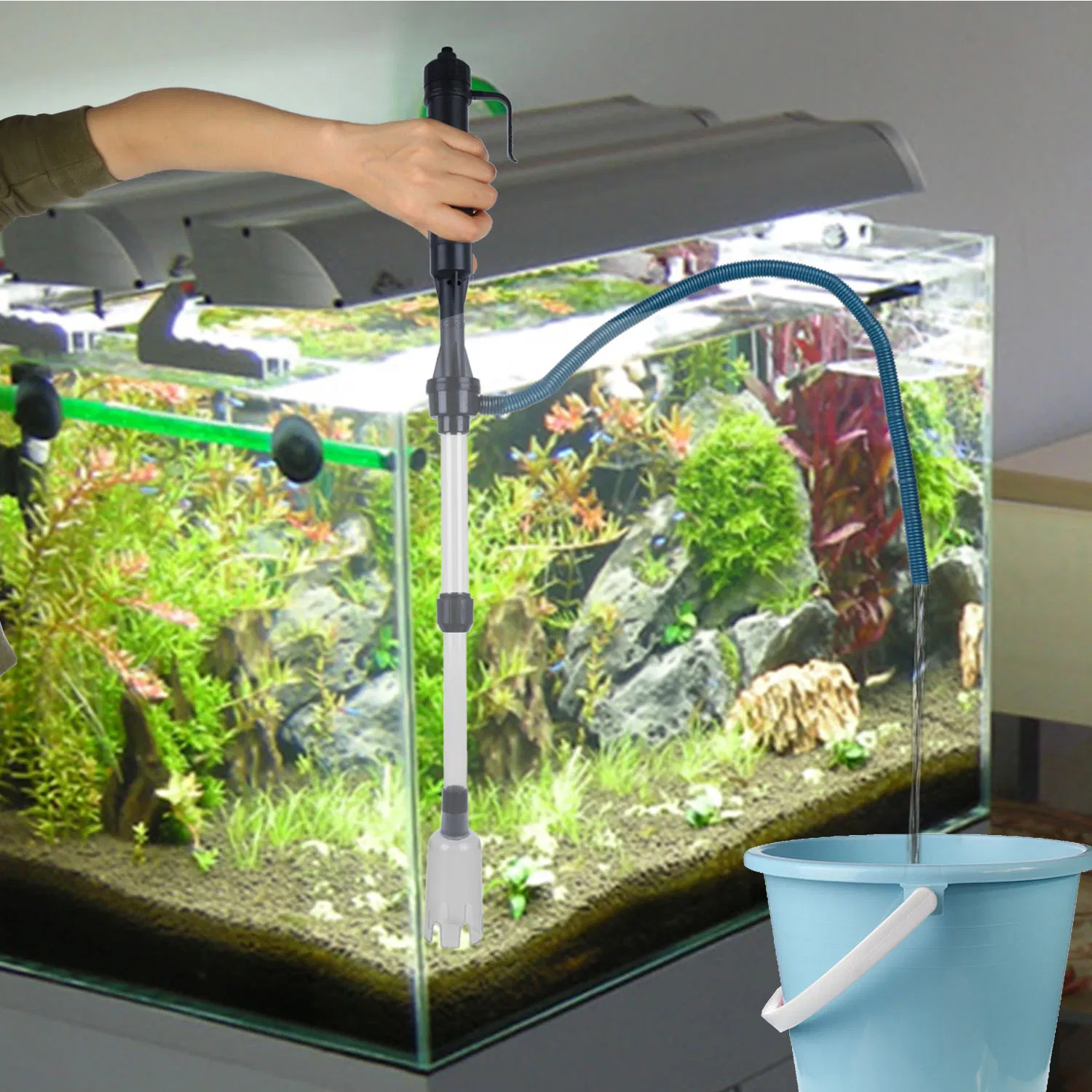2-in-1 Aquarium Gravel Cleaner & Siphon Pump, Battery Powered Dirt/Fish Waste Remover…