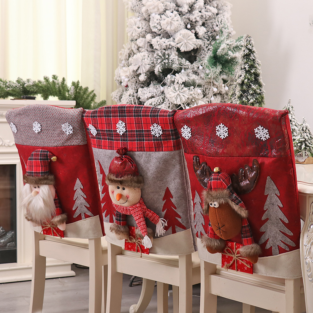 Decoration Three-dimensional Cartoon Chair Cover Santa Snowman