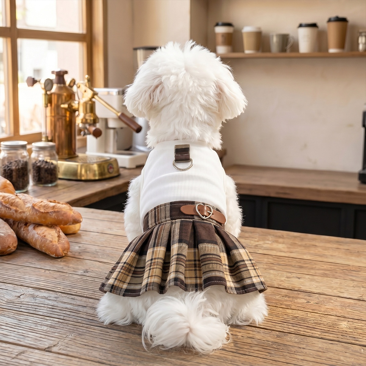 Plaid Pleated Preppy Pet Dog Dress
