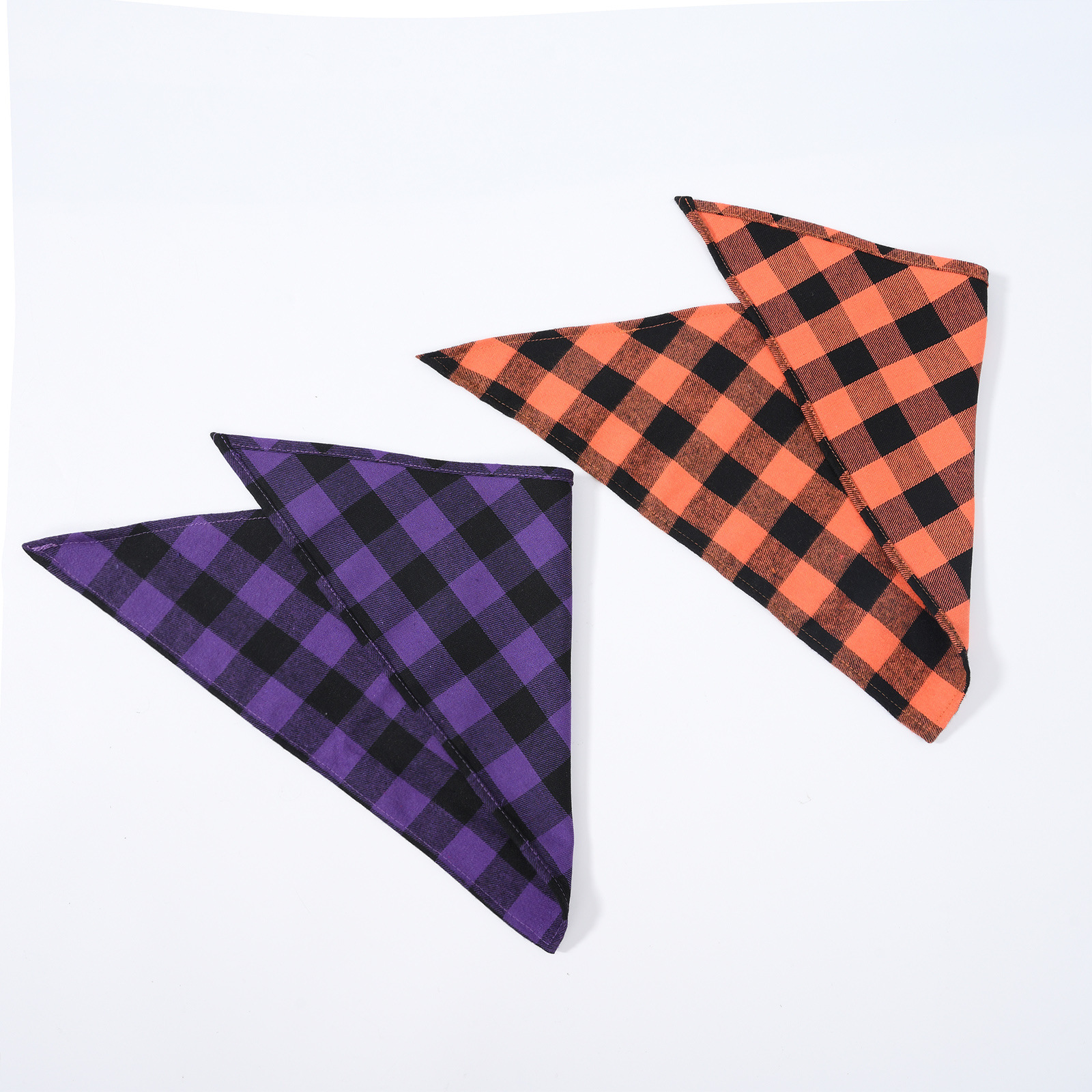 Single-layer Cotton Plaid Dog Bib, Available In Small And Large Sizes