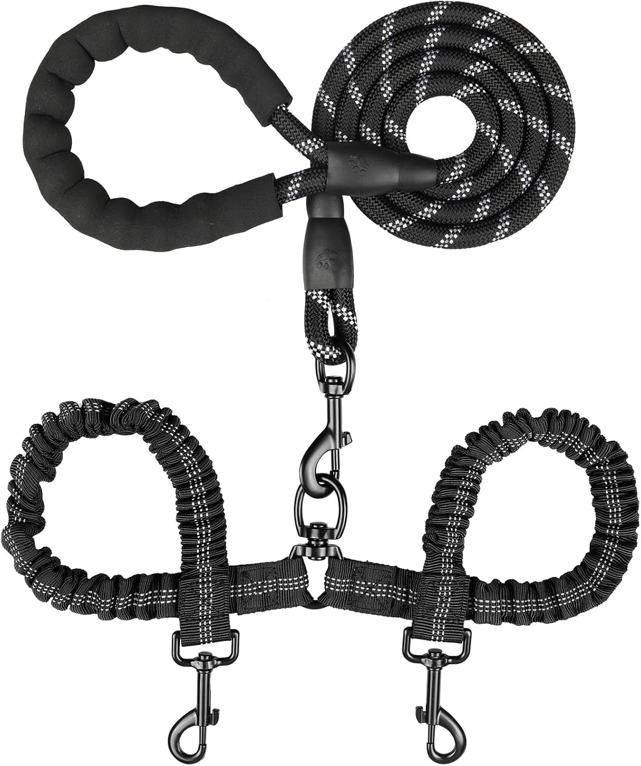 Double Dog Leash,No Dual Leash, Swivel Free Bungee Walking Training For Medium Small…