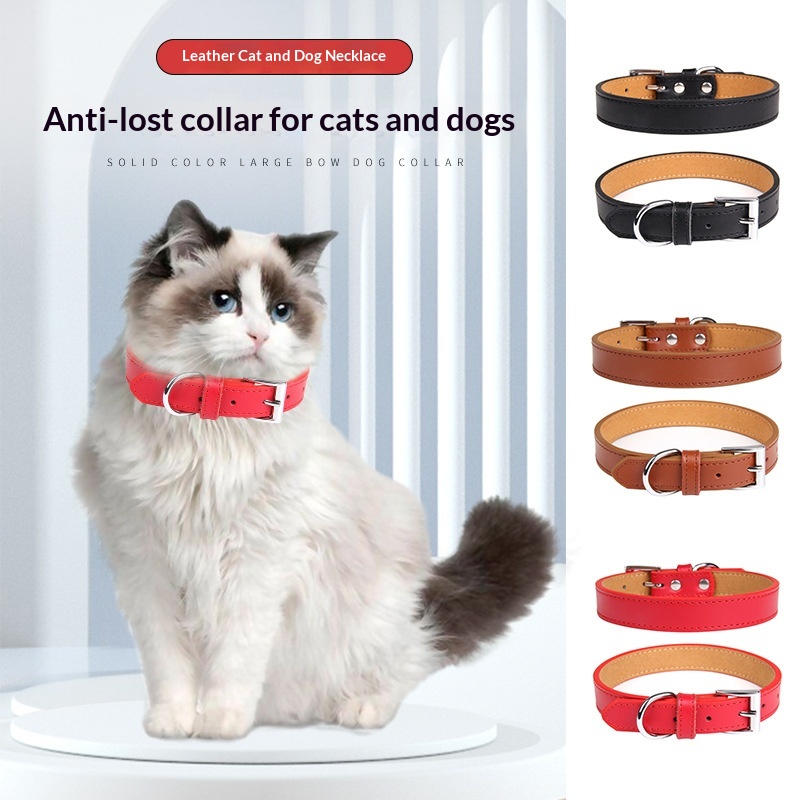 Cat Collar Cowhide Necklace For Small Medium And Large Pets