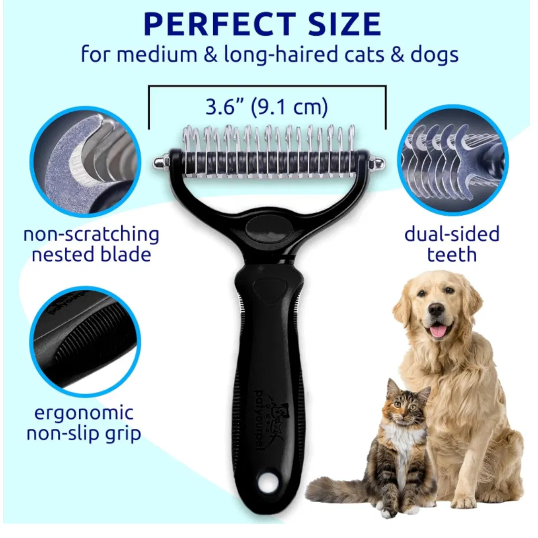 Black pet hair removal dog brush for hair removal - indoor cats use cat brush, long and…