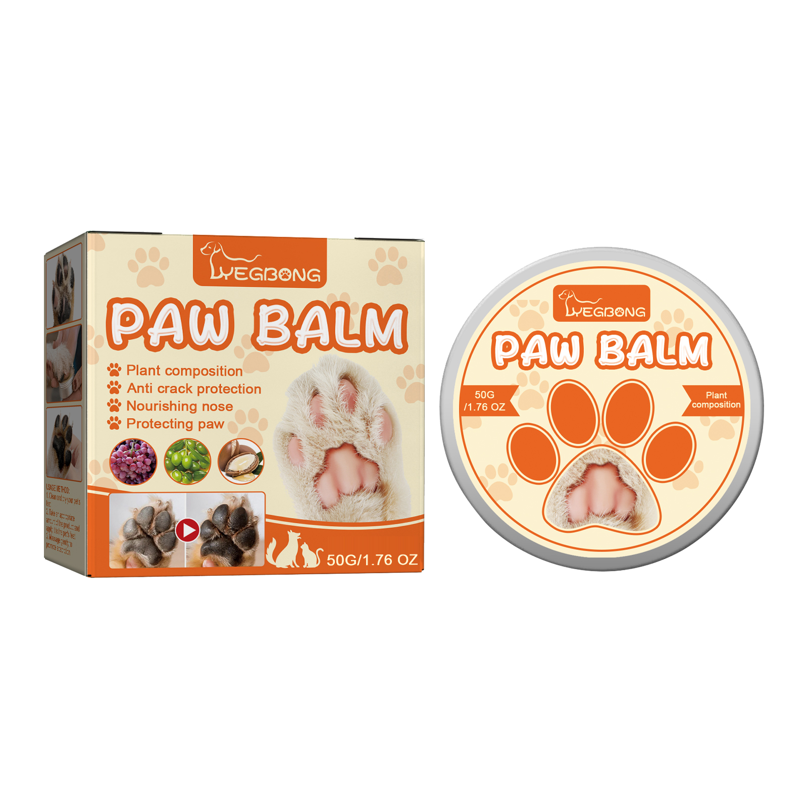 Yegbong Pet Moisturizing Paw Care Cream, Cats And Dogs Universal Moisturizing Feet Soles…
