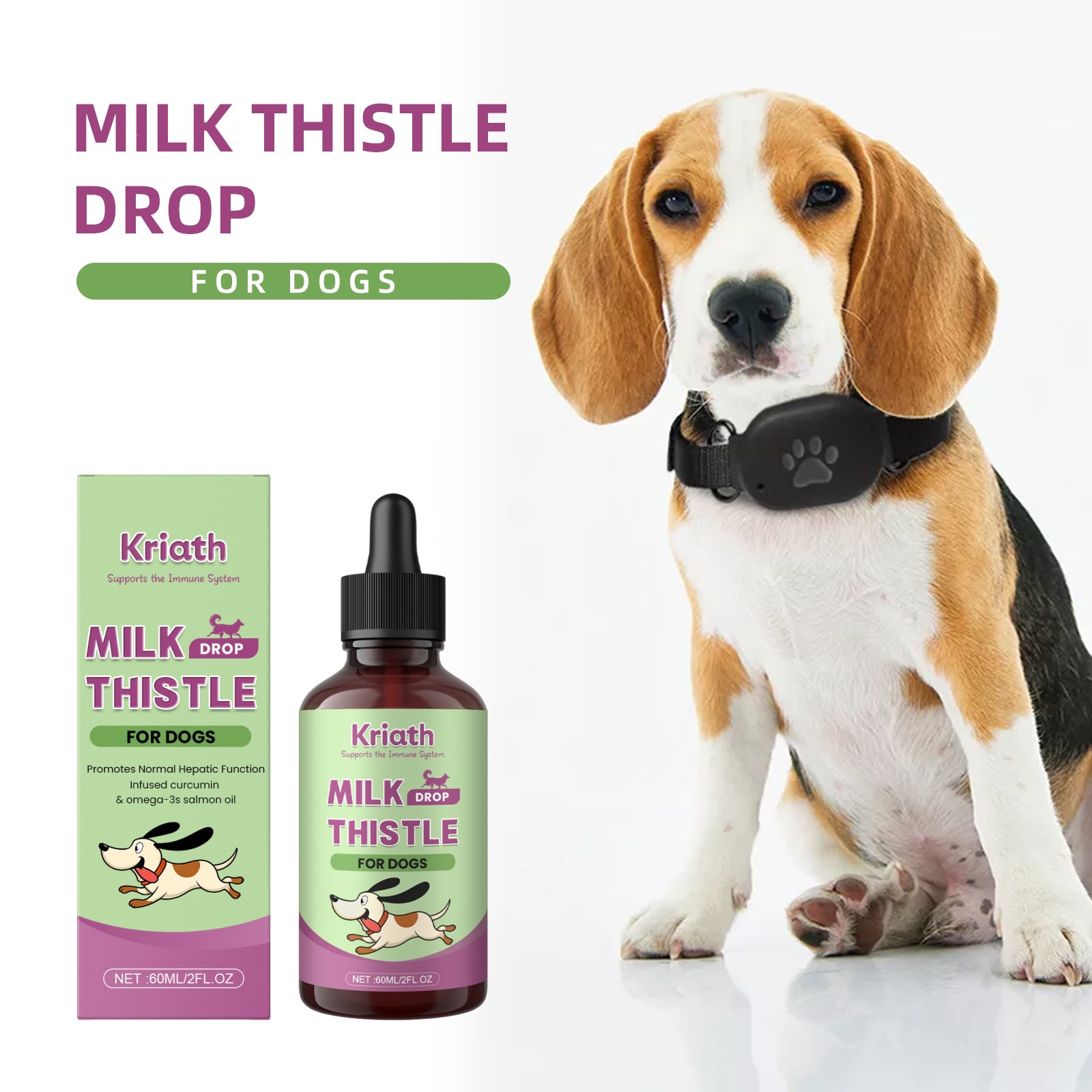 Kriath Dog Milk Thistle Extract Nutrient Solution Gentle Ingredients Daily Nourishing Pet…