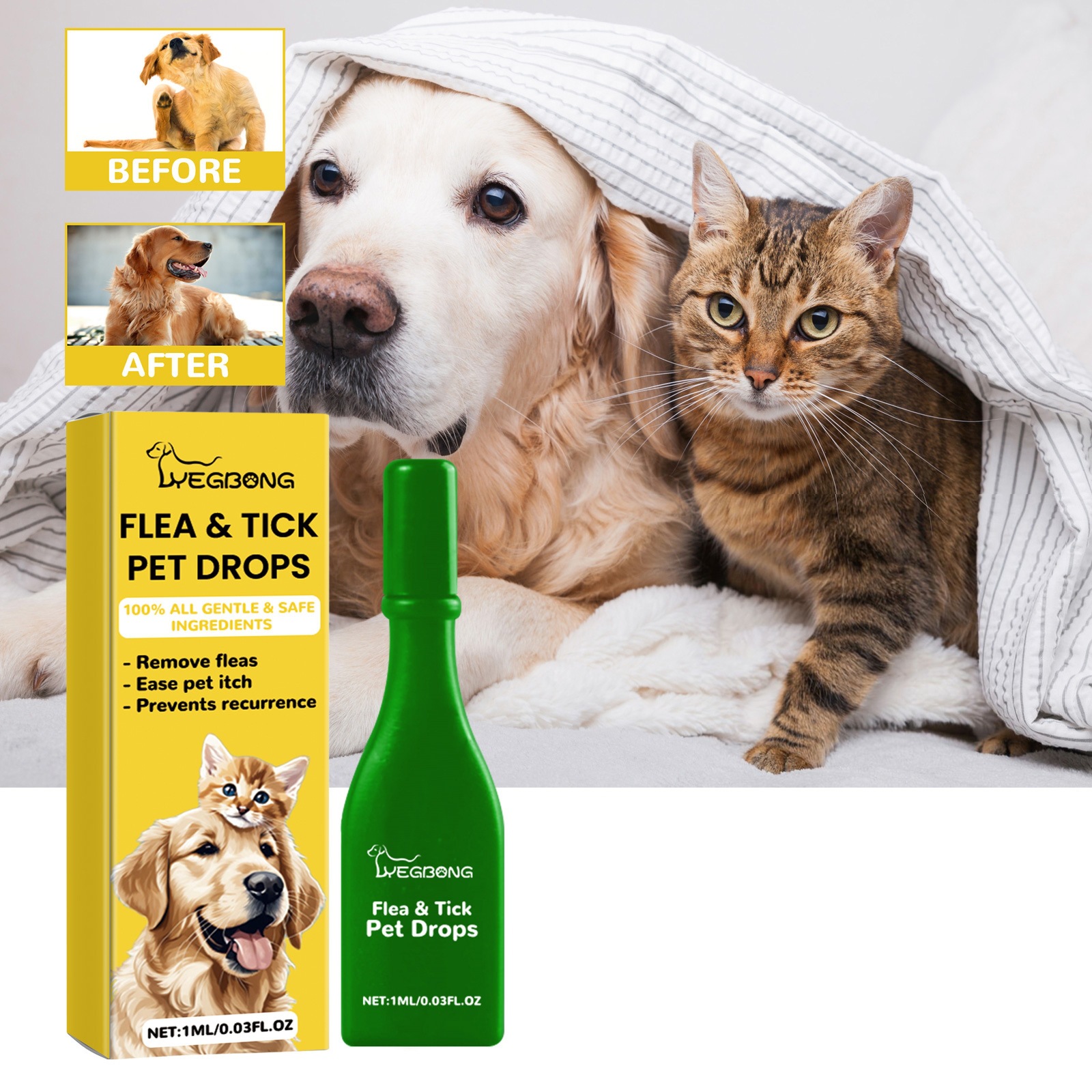 Yegbong Pet Skin Care Drops Gentle Cleansing Agent For Cats And Dogs, Daily Care Agent…