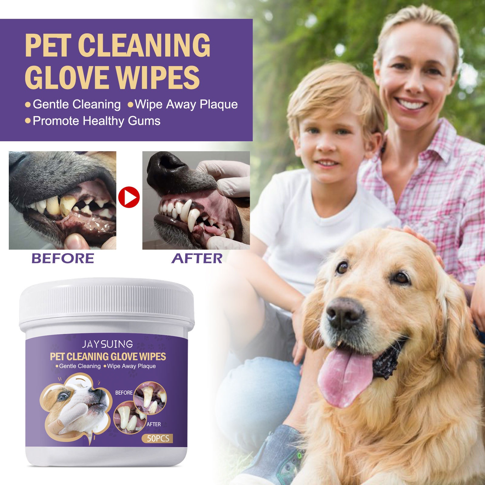 Jaysuing Pet Refreshing Glove Wipes Pet Interdental Care Gentle Refreshing Teeth…