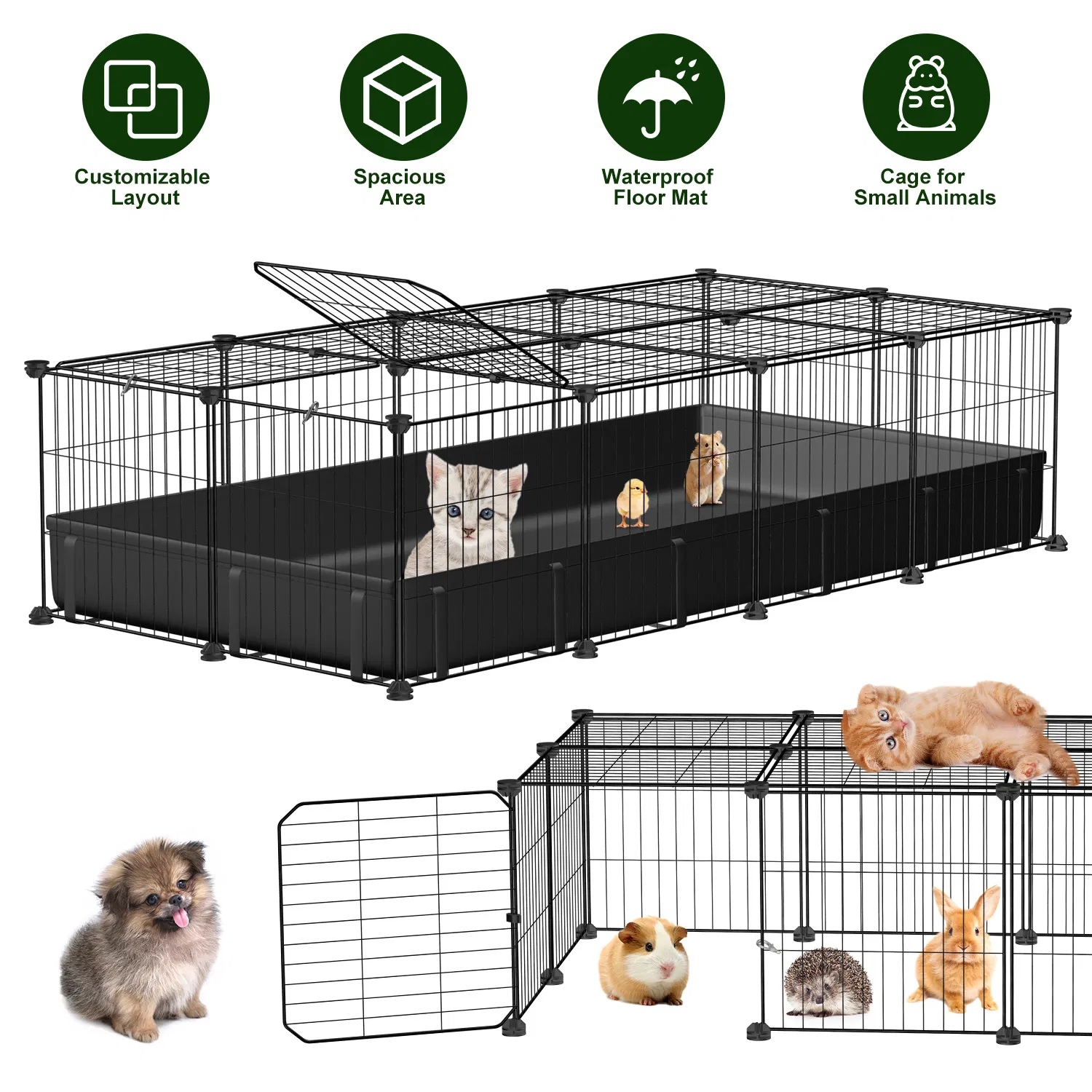 47x24x12" Guinea Pig Cage Small Animal Playpen DIY Metal Pet Enclosure with 20 Panels…