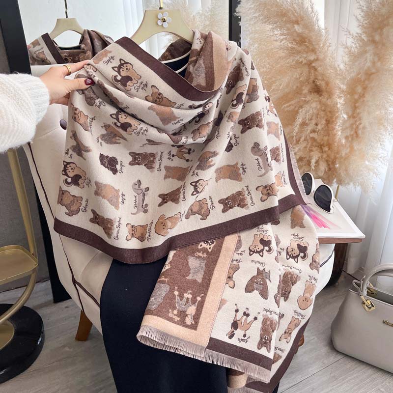 FallWinter Cozy And Cute Doggy Thick Warm Scarf