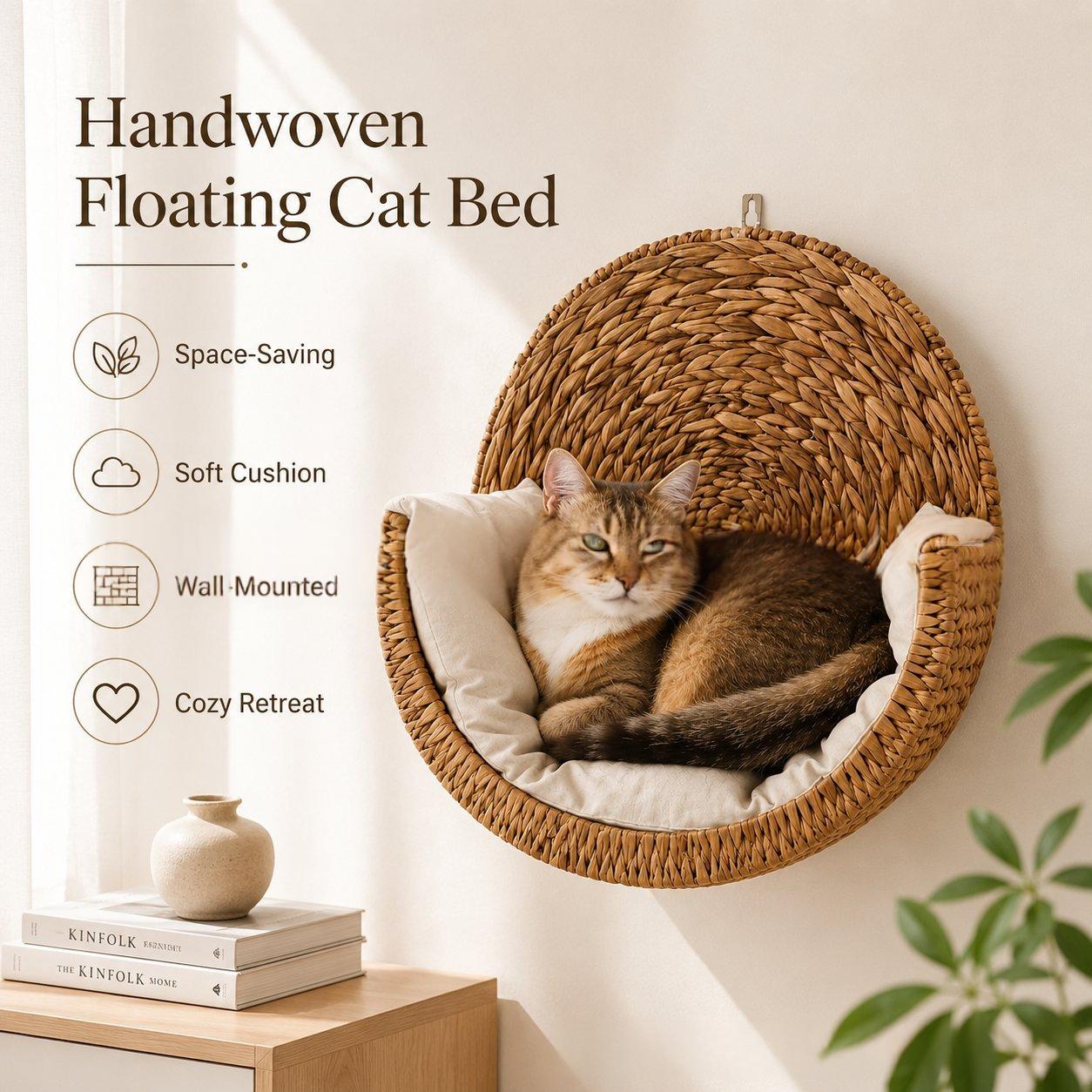 Purrfectly Cozy Handwoven Hanging Cat Bed