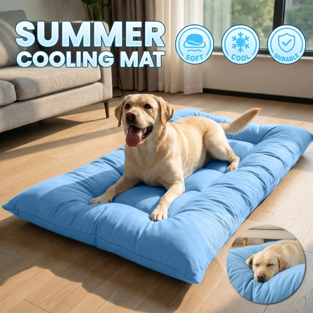 Extra-Large Cooling Dog Sofa Bed, Ultra-Soft Plush Pet Mat With 8 Compartments And…