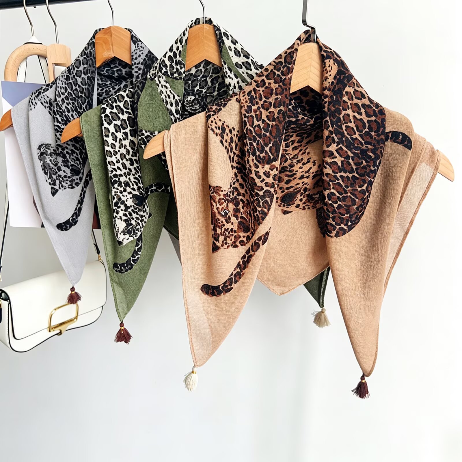 Jungle Cheetah Art Print Square With Tassels Silk Shawl For Stylish Outfits Blogger-Style…