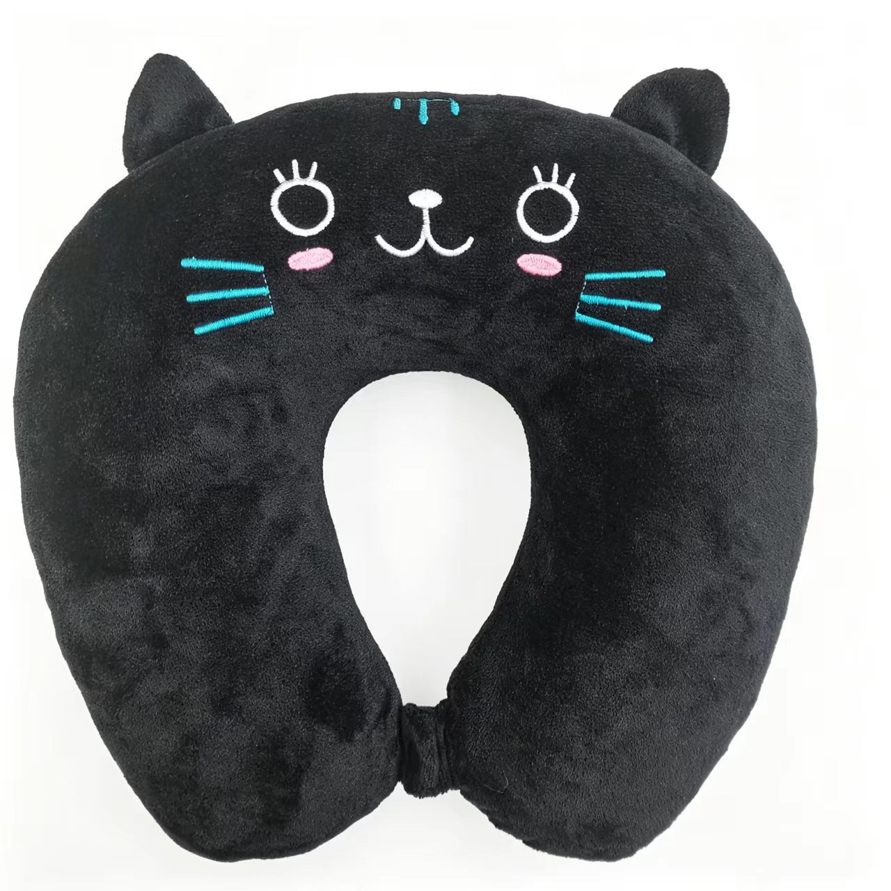 Black Cat U Pillow Plush Neck Support Travel Pillow With Button Closure Cozy Cushion For…