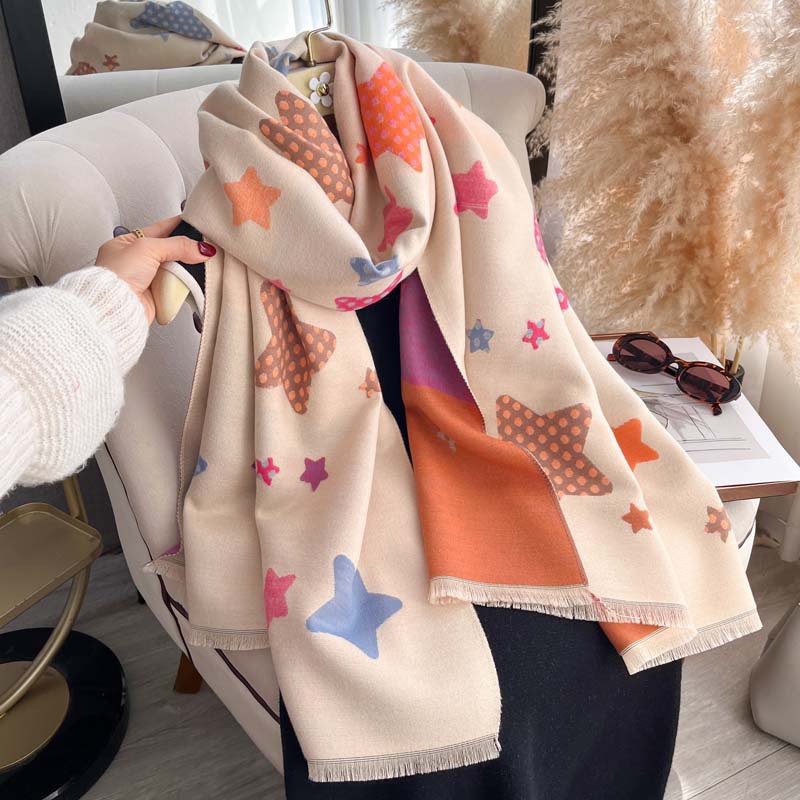 Womens Double-sided Scarfshawl Skin-friendly Thick And Warm
