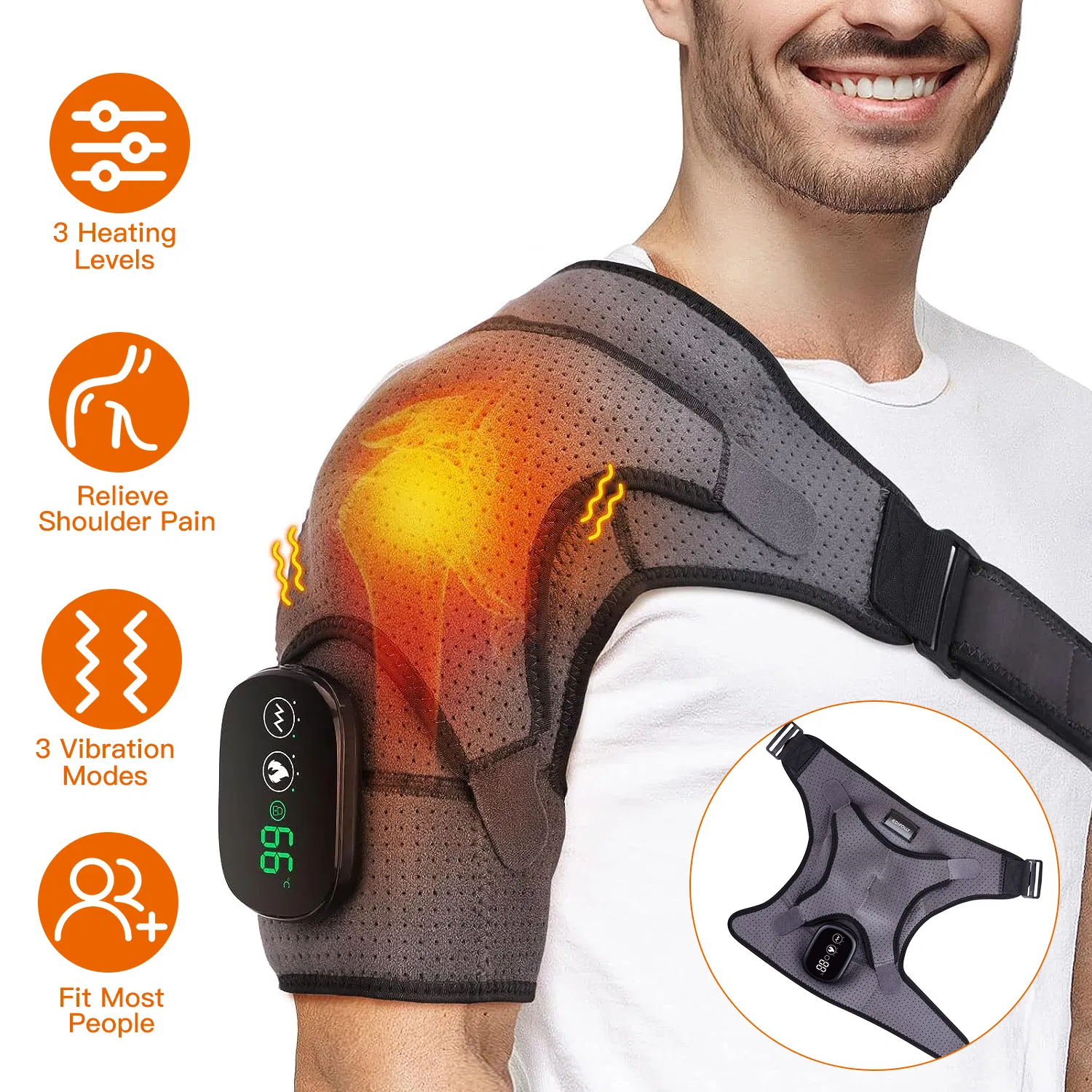 45-75 Heated Shoulder Massager Pain Relief Shoulder Massager With 3 Heating Levels 3…