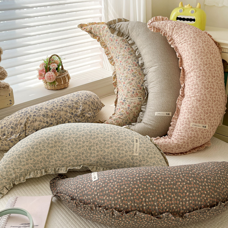 Multifunctional Cotton-linen Long Moon-shaped Pillow