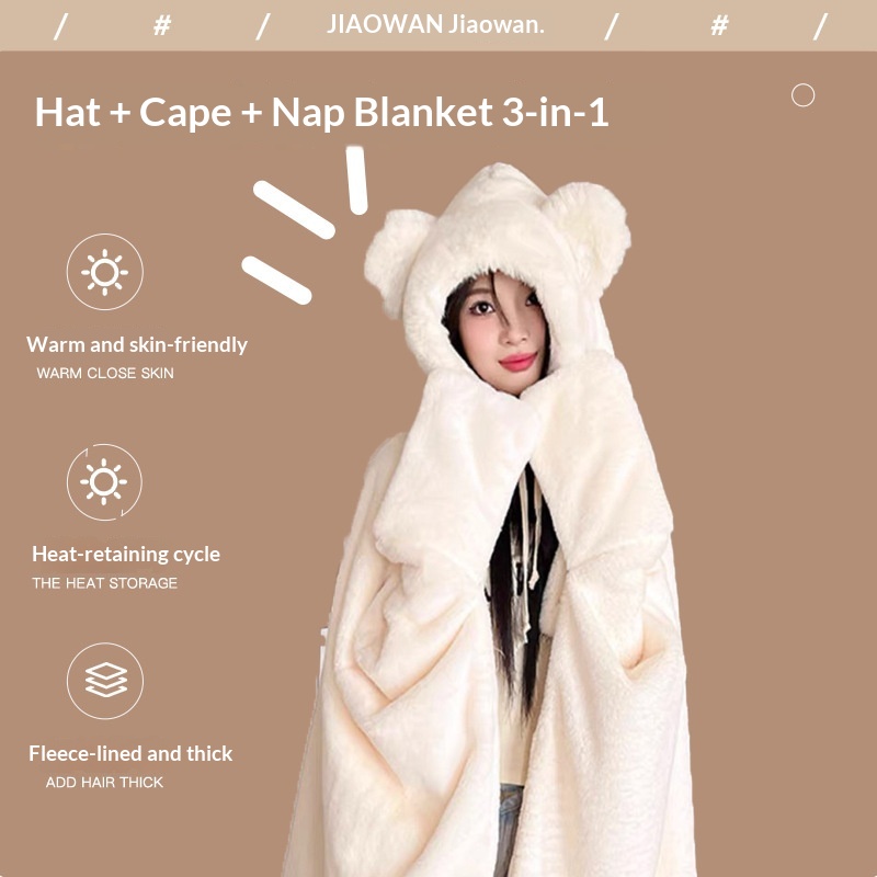 Thickened Warm Blanket For Autumn And Winter Nap Blanket Cape