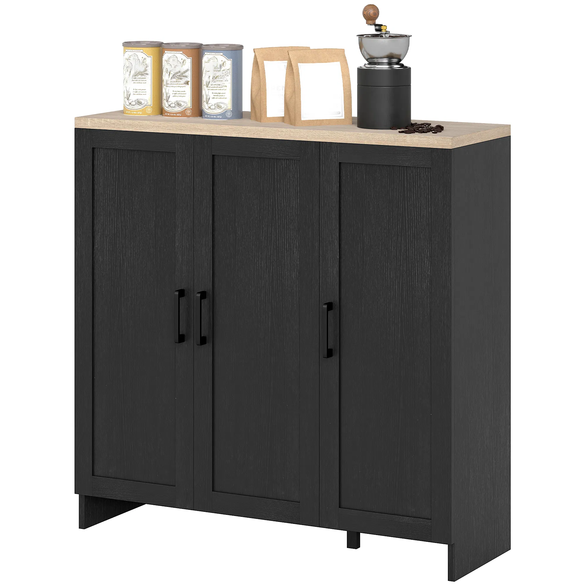 Modern Sideboard Buffet Cabinet, Modern Kitchen Storage Cabinet with 3 Doors Adjustable…