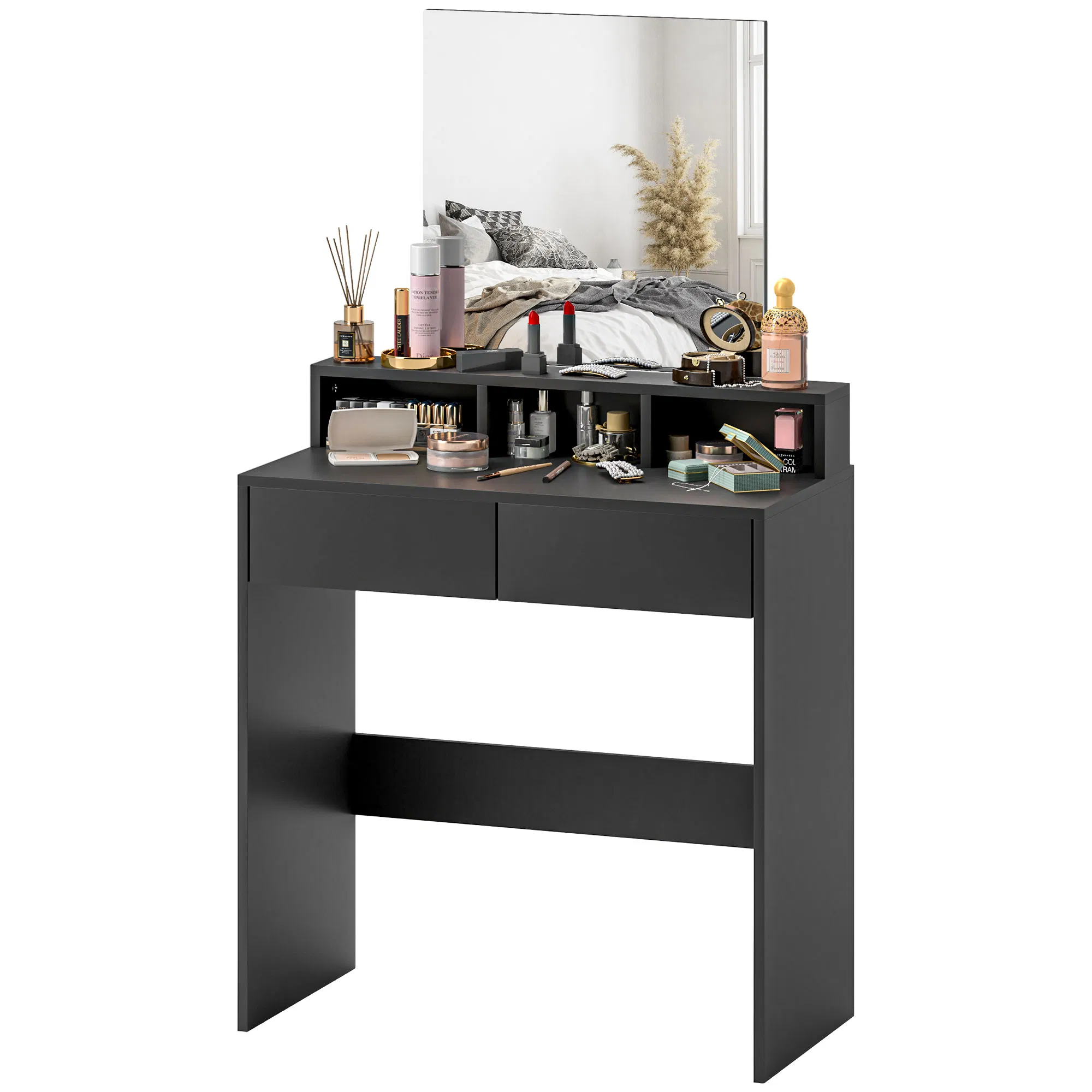 Makeup Vanity Desk with Mirror, for Bedroom, Modern Dressing Table with Drawers…