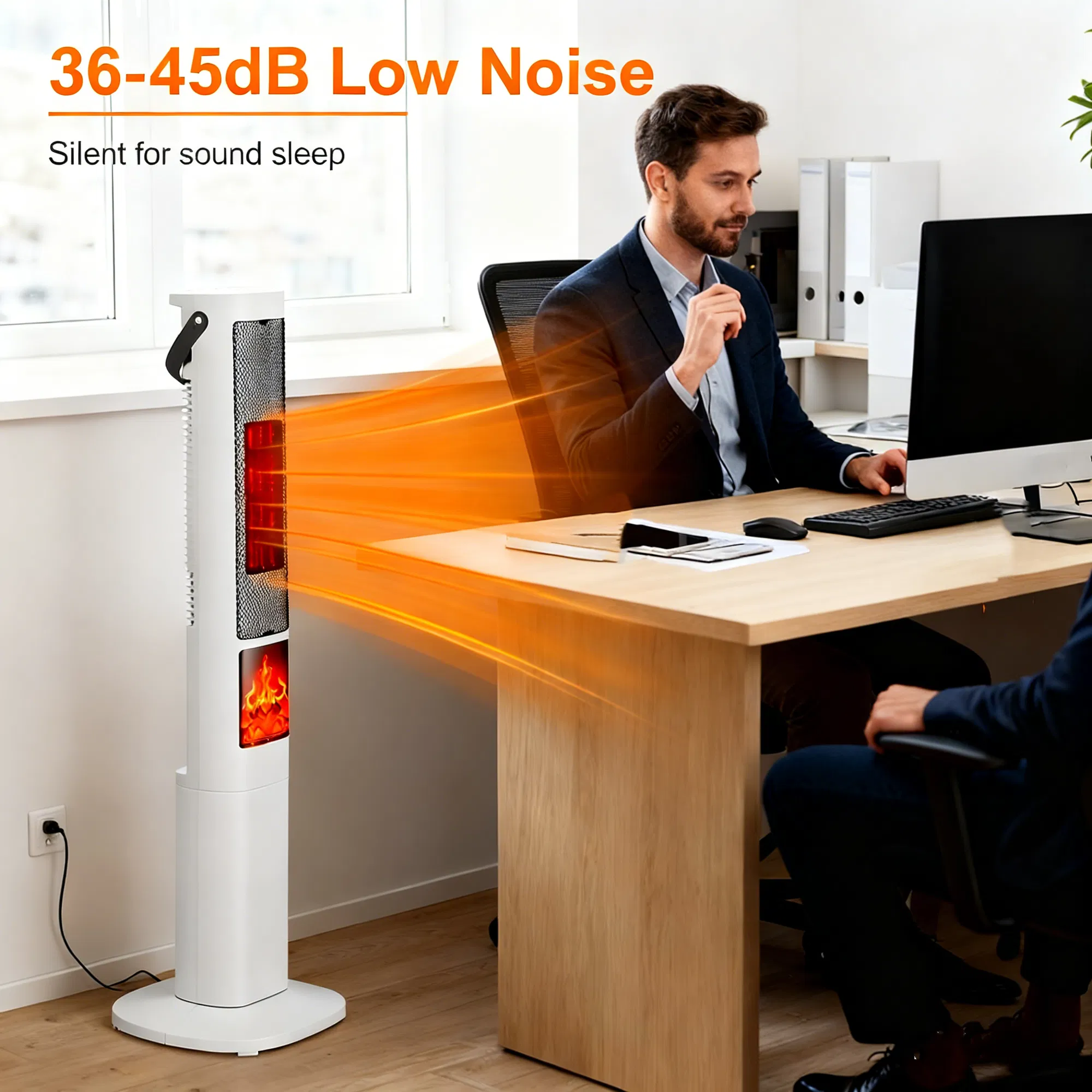 3-in-1 Quiet Space Heater - 120° Wide Coverage, 3D Fireplace Effect, Timer & Remote…