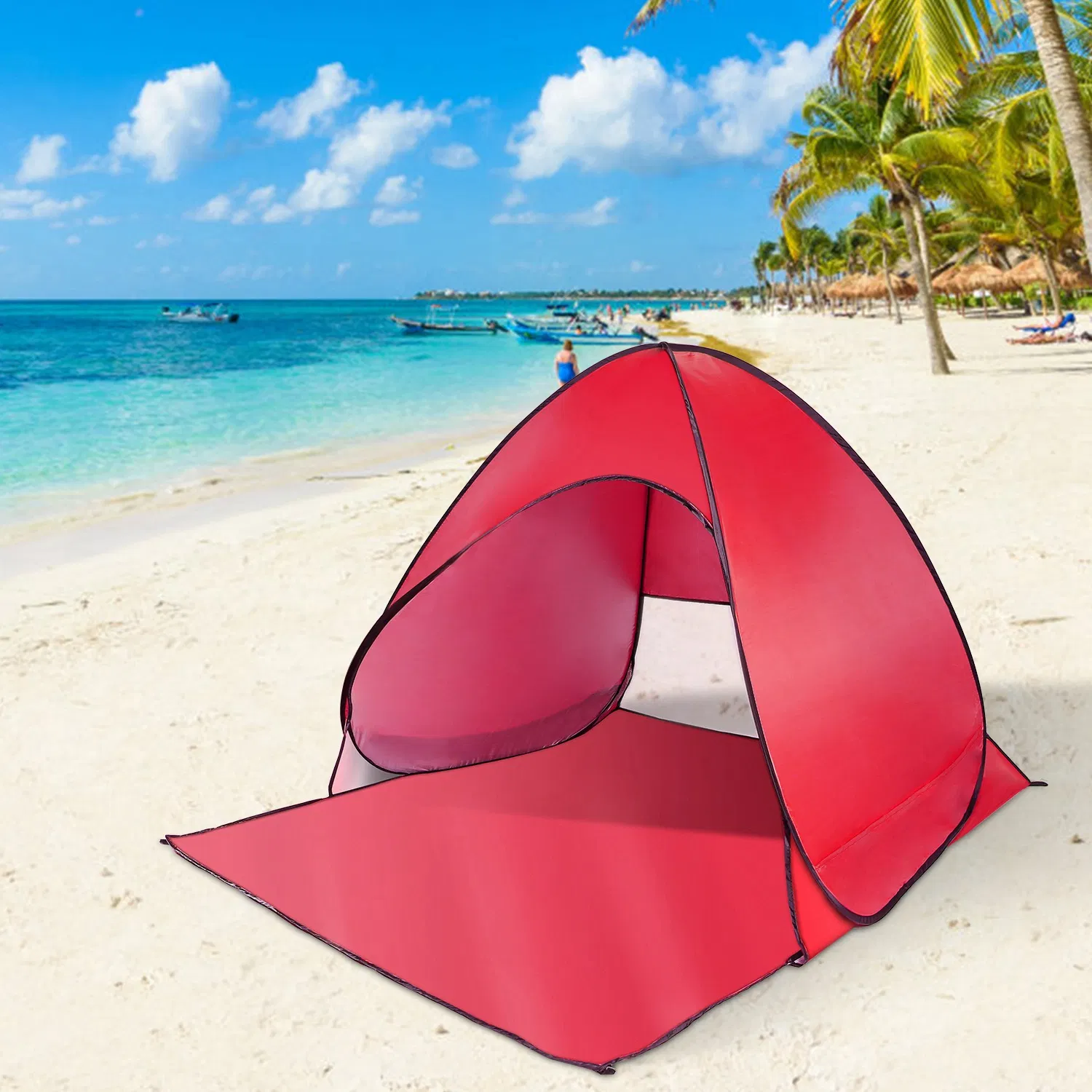 Pop Up Beach Tent Sun Shade Shelter Anti-UV Automatic Waterproof Tent Canopy for 2/3 Man…